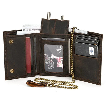 Classic Bifold Wallet with Metal Strap