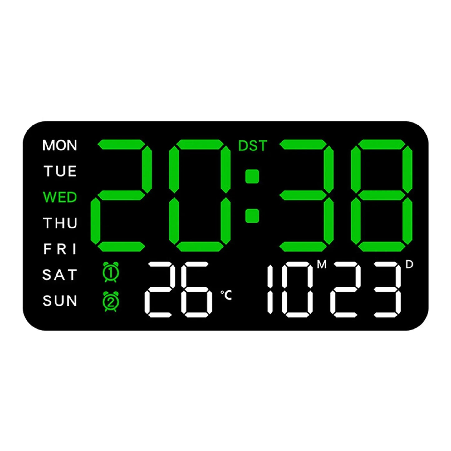 Big Number LED Wall Clock with Date and Temp