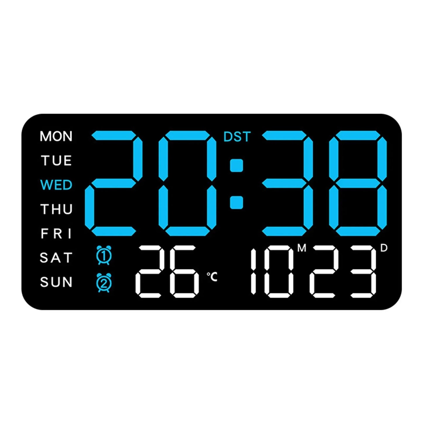 Big Number LED Wall Clock with Date and Temp