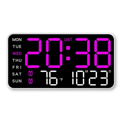 Big Number LED Wall Clock with Date and Temp