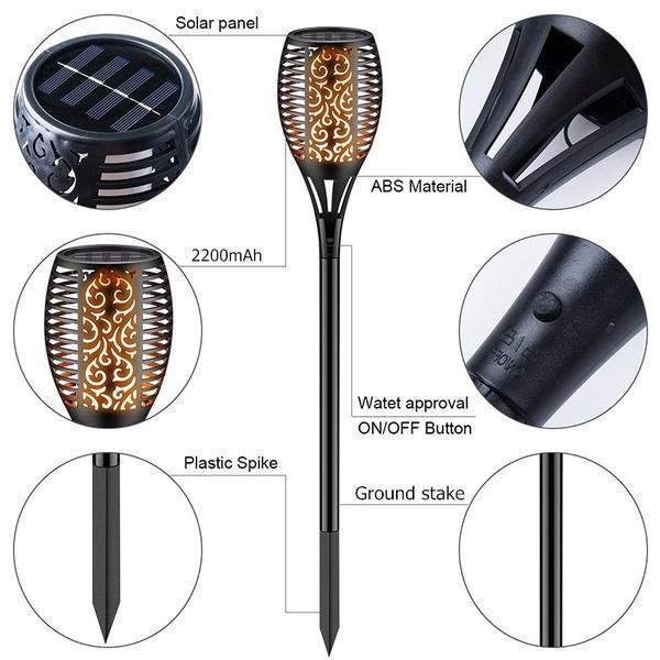 Outdoor Solar Powered Flickering Torch Light