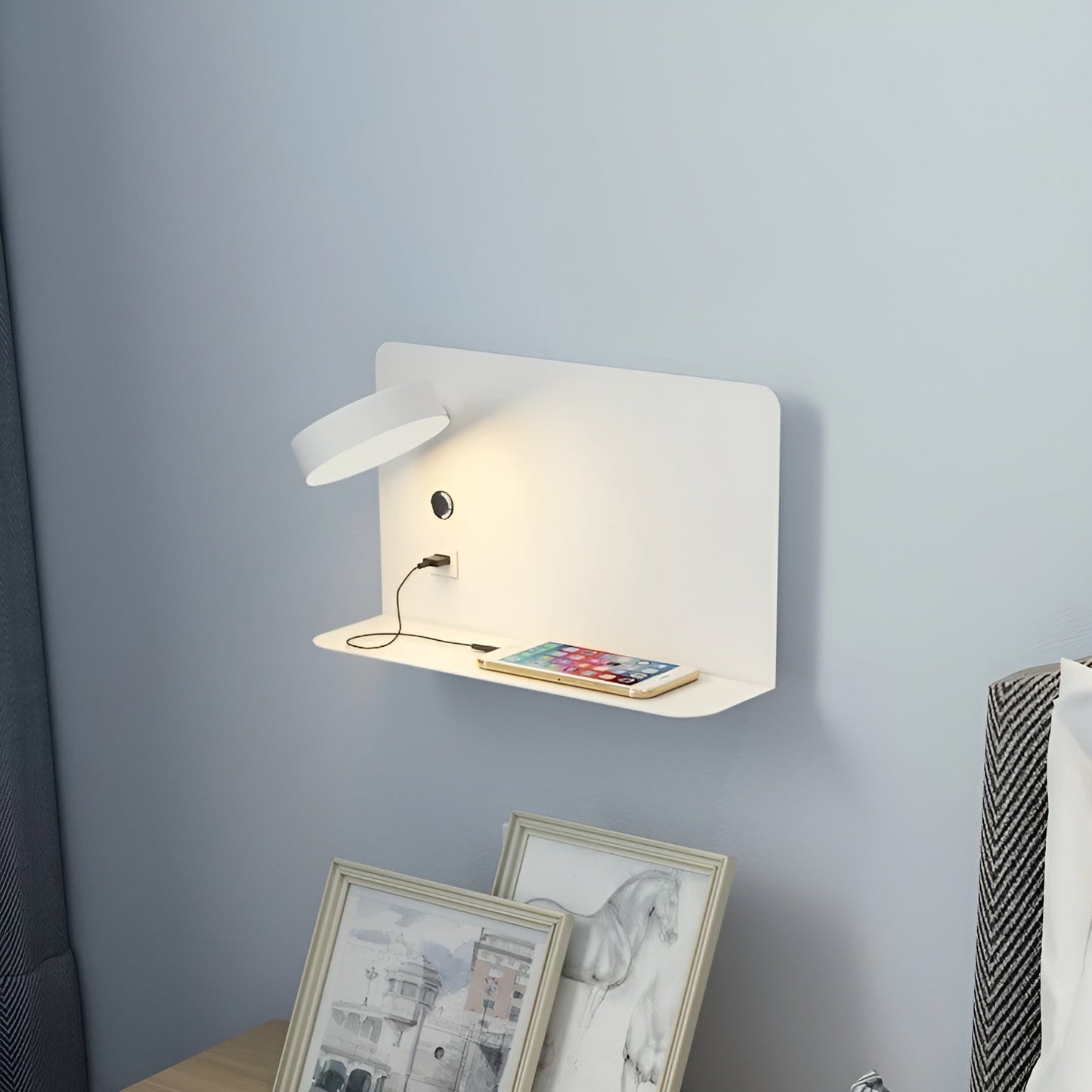 Bright LED Wall Lamp with USB Port and Dimmer