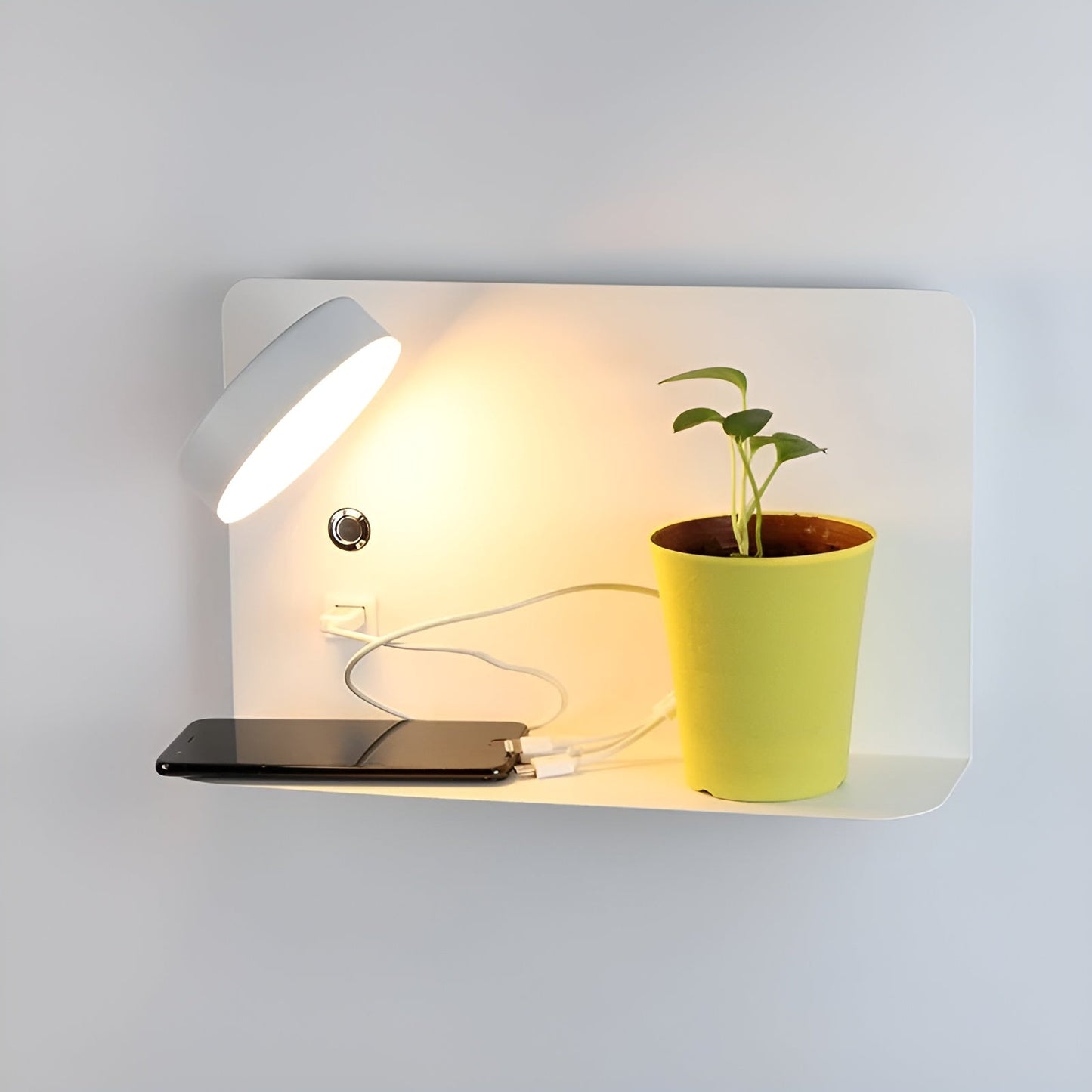 Bright LED Wall Lamp with USB Port and Dimmer