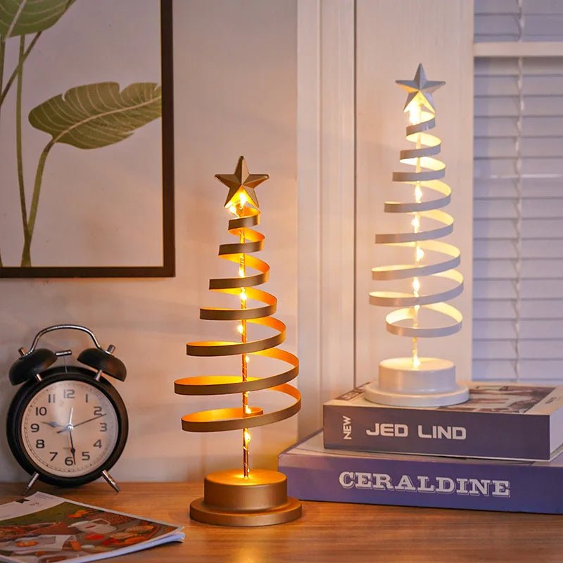 Bright LED Spiral Christmas Tree Table Lamp Decor