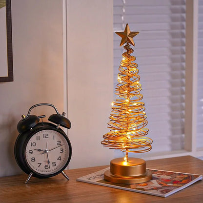Bright LED Spiral Christmas Tree Table Lamp Decor