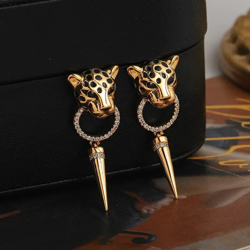 Animal Print Tassel Drop Earrings - Luxicro