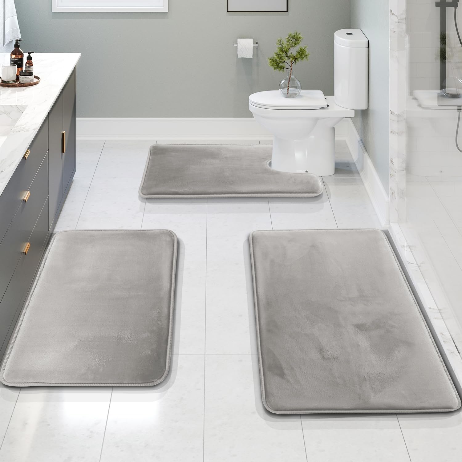 Luxurious Memory Foam Bath Mat Set, Gentle and Quick Dry - Luxicro