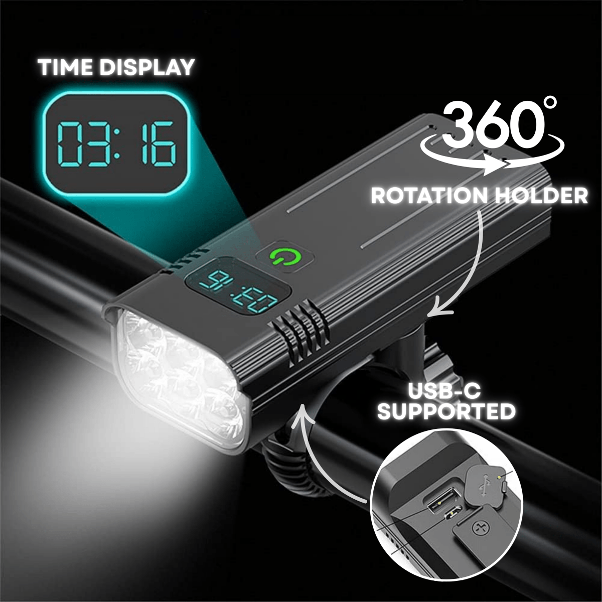Bright 5000 Lumen USB Rechargeable Bike Light
