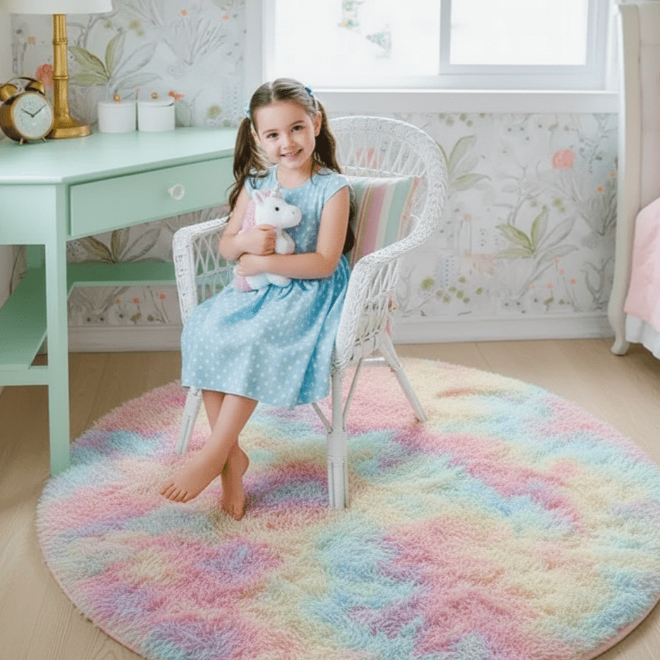 Cozy Fuzzy Circle Floor Mat - Luxicro