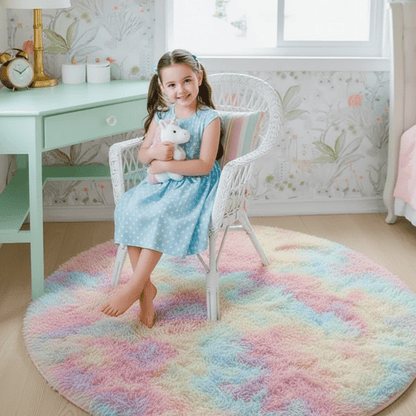 Cozy Fuzzy Circle Floor Mat - Luxicro