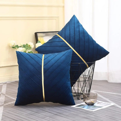 Elegant Velvet Pillow Cover with Gold Accents