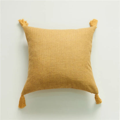 Decorative Cotton Pillow Case with Bright Fringe Trim - Luxicro