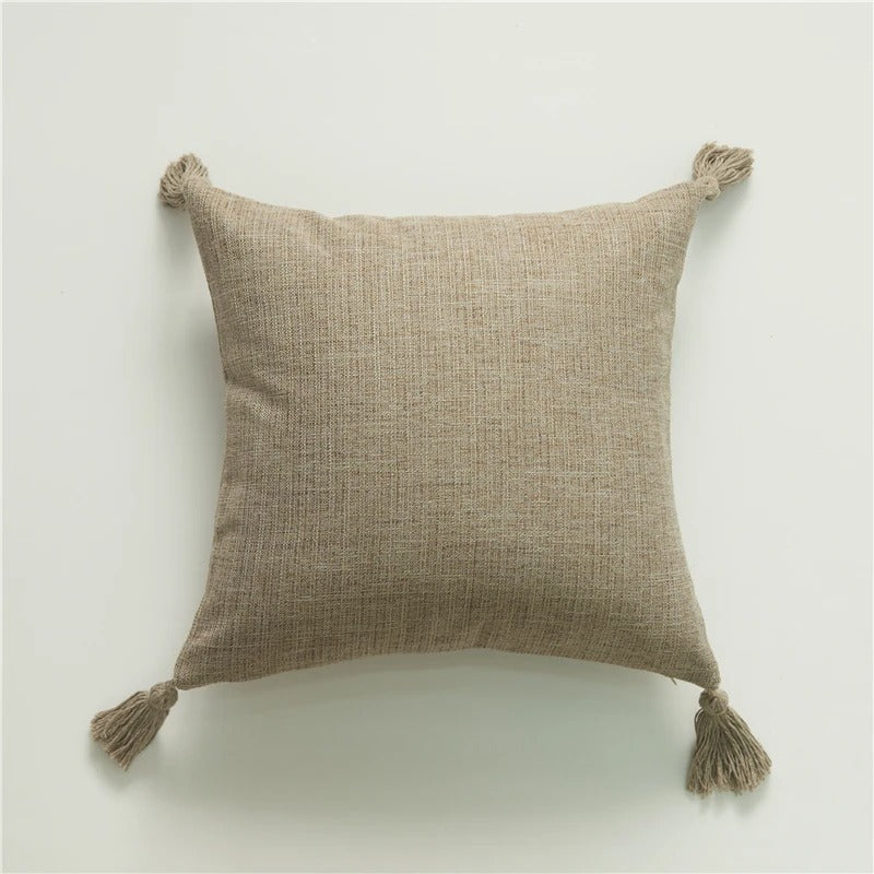 Decorative Cotton Pillow Case with Bright Fringe Trim
