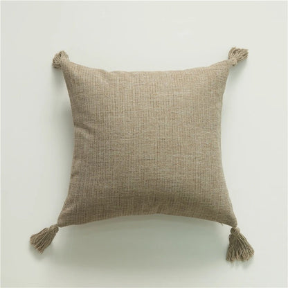 Decorative Cotton Pillow Case with Bright Fringe Trim