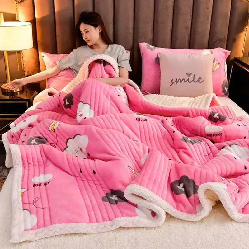 Plush Fuzzy Thermal Throw Blanket