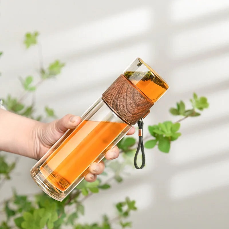 Clear Portable Thermal Water Bottle with Infuser - Luxicro