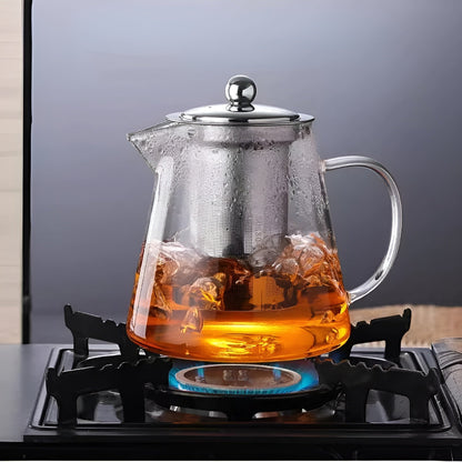 Luxury Glass Teapot with Stainless Steel Strainer
