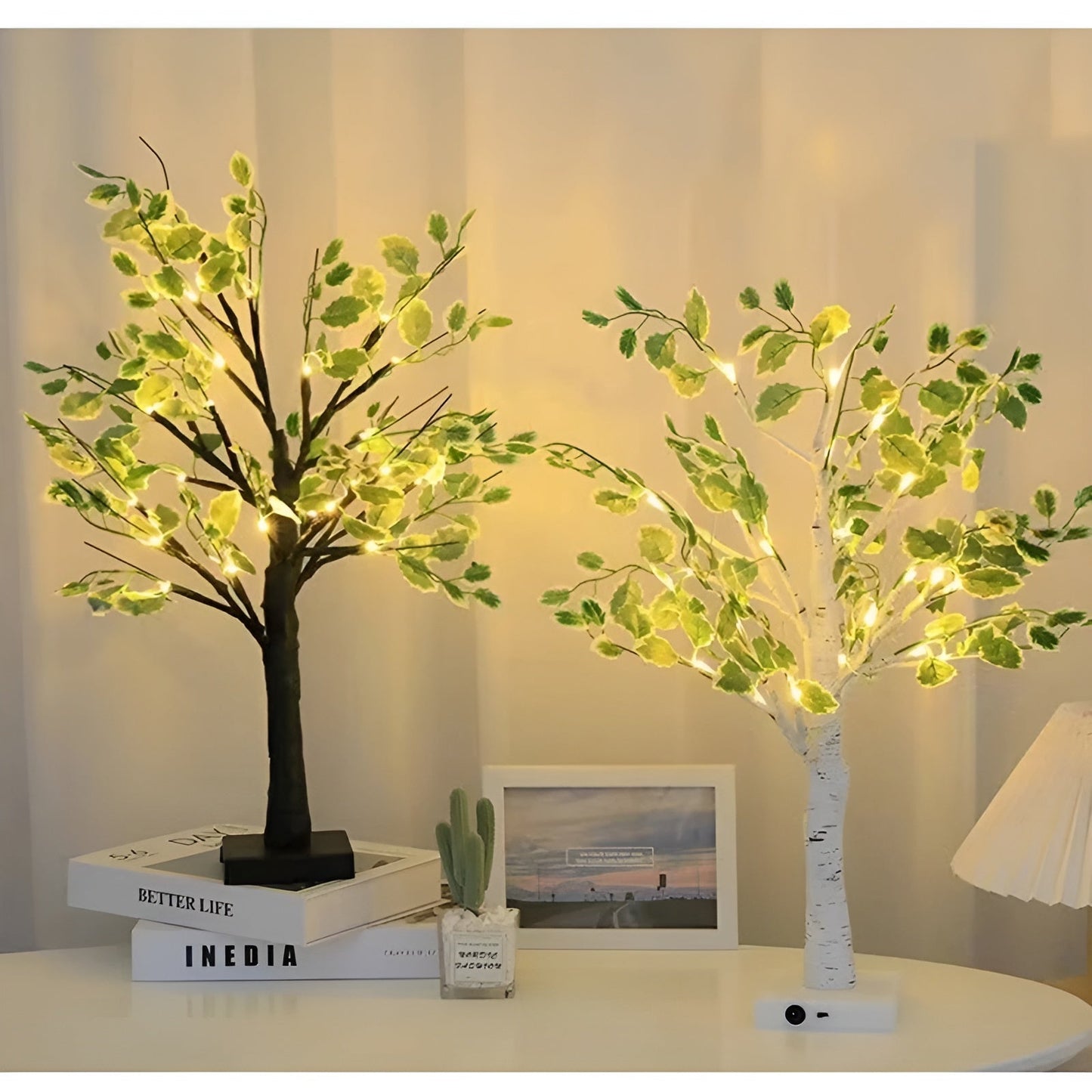 Rustic Tree Table Lamp – Soft LED Light