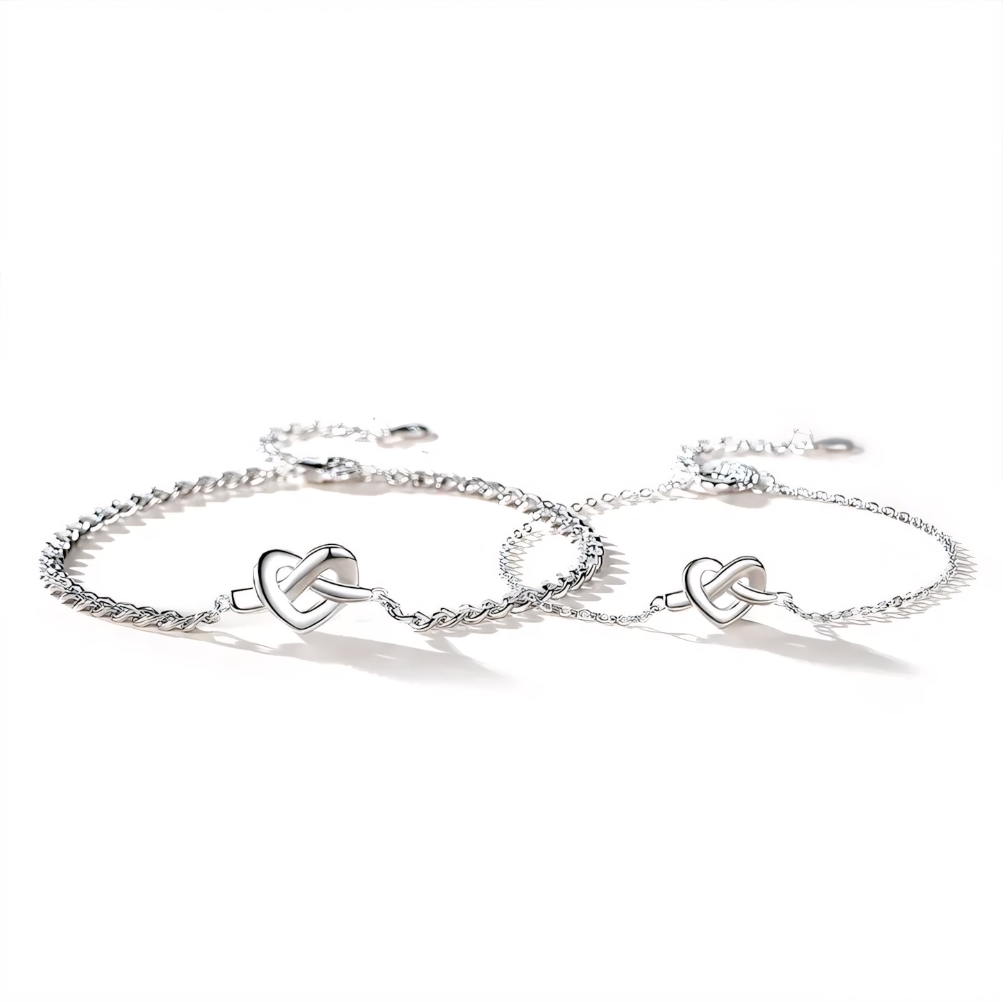 Dainty Silver Heart Charm Bracelet