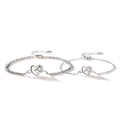 Dainty Silver Heart Charm Bracelet