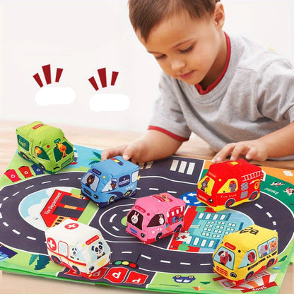 Portable 2-in-1 Plush Car Playset with Storage Bag - Luxicro