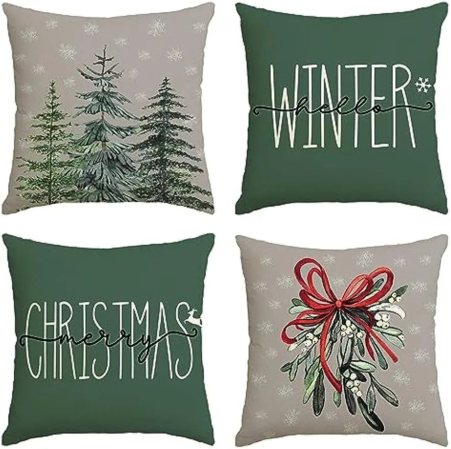 Holiday Green Christmas Pillow Cover 45x45 cm - Luxicro