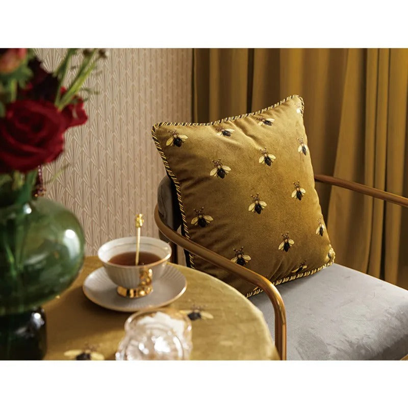 Luxury Yellow Pillowcase with Bee Pattern