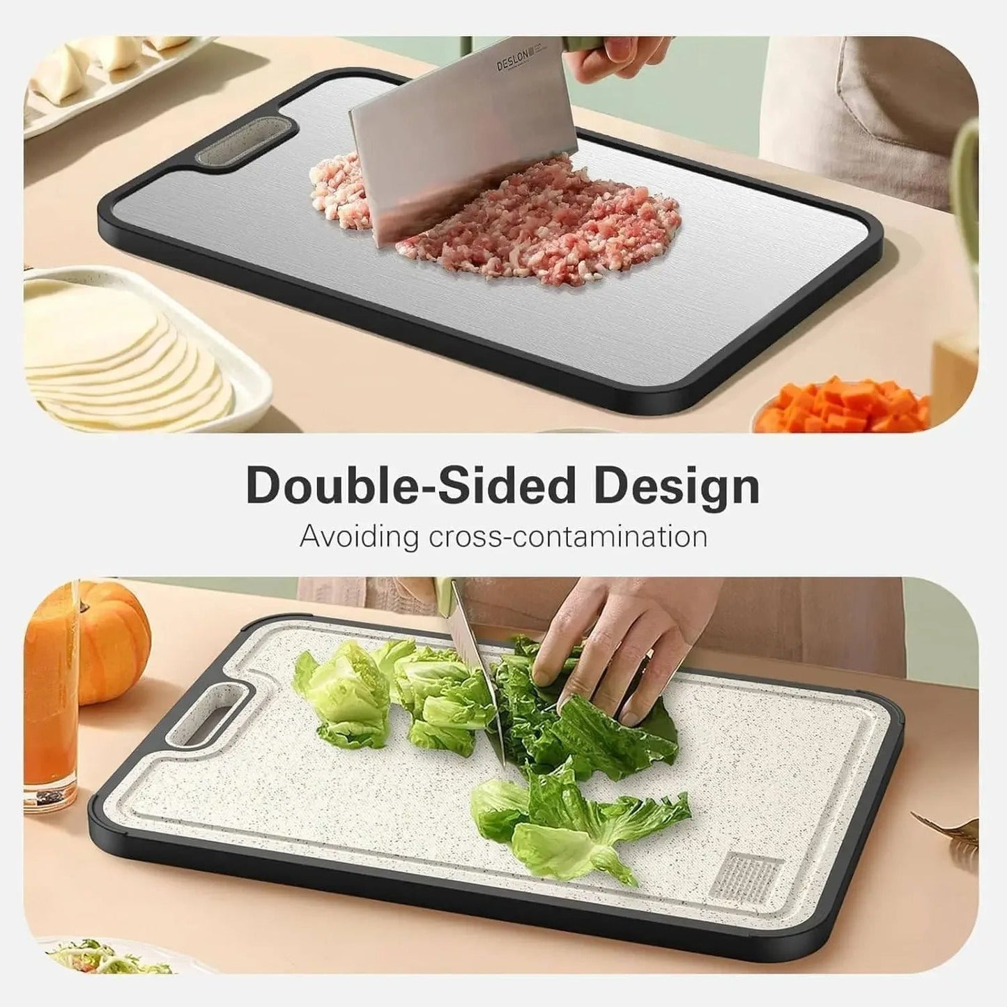 Durable Kitchen Cutting Board with Juice Channels