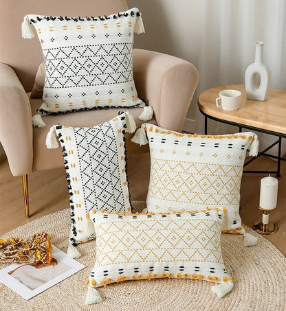 Soft Velvet Pillowcase with Embellished Tufted Design