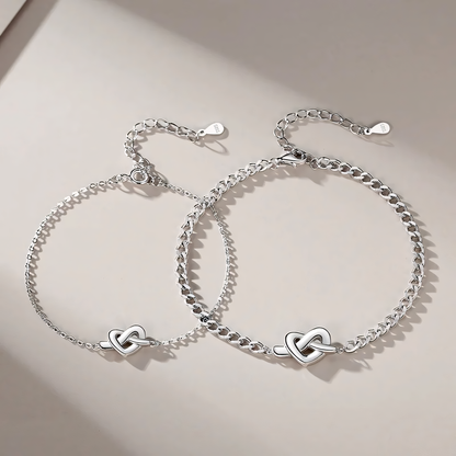 Dainty Silver Heart Charm Bracelet