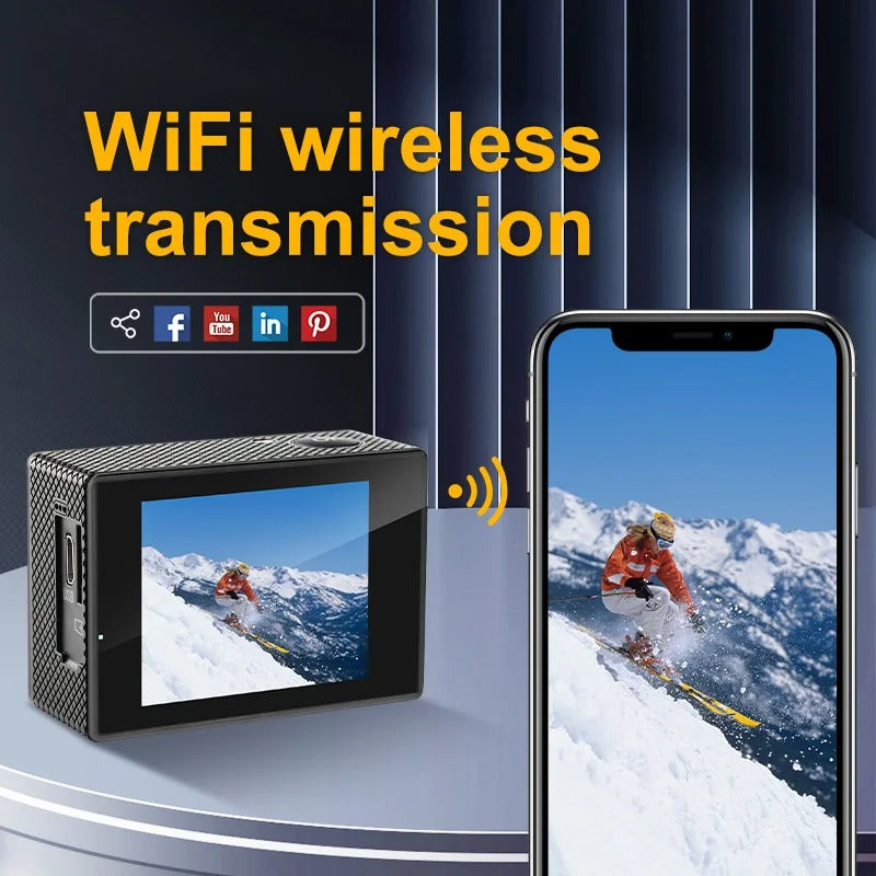 HD Action Cam - Waterproof Wi-Fi Camera for Outdoor Sports