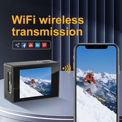 HD Action Cam - Waterproof Wi-Fi Camera for Outdoor Sports