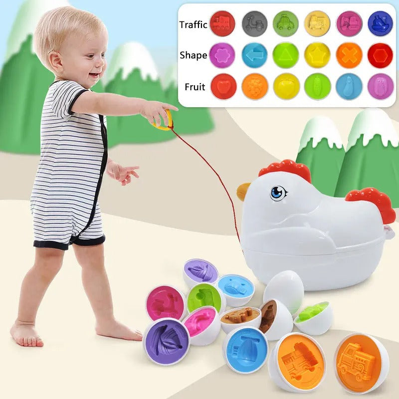 Educational Wooden Shape Sorting Toy Chicken - Luxicro
