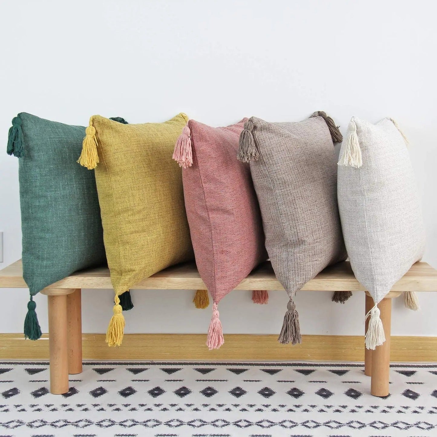 Decorative Cotton Pillow Case with Bright Fringe Trim