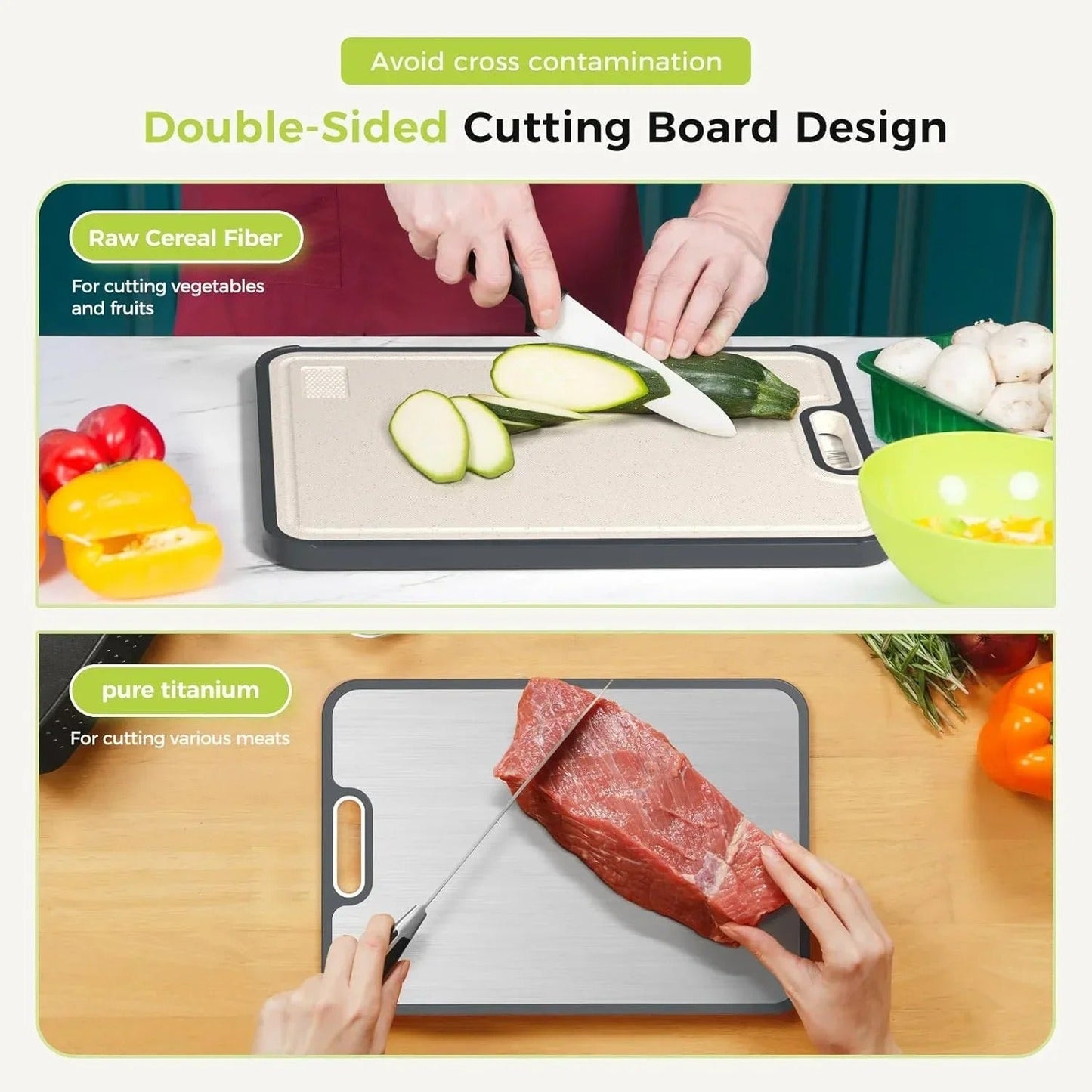 Durable Kitchen Cutting Board with Juice Channels