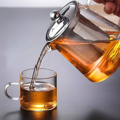 Luxury Glass Teapot with Stainless Steel Strainer