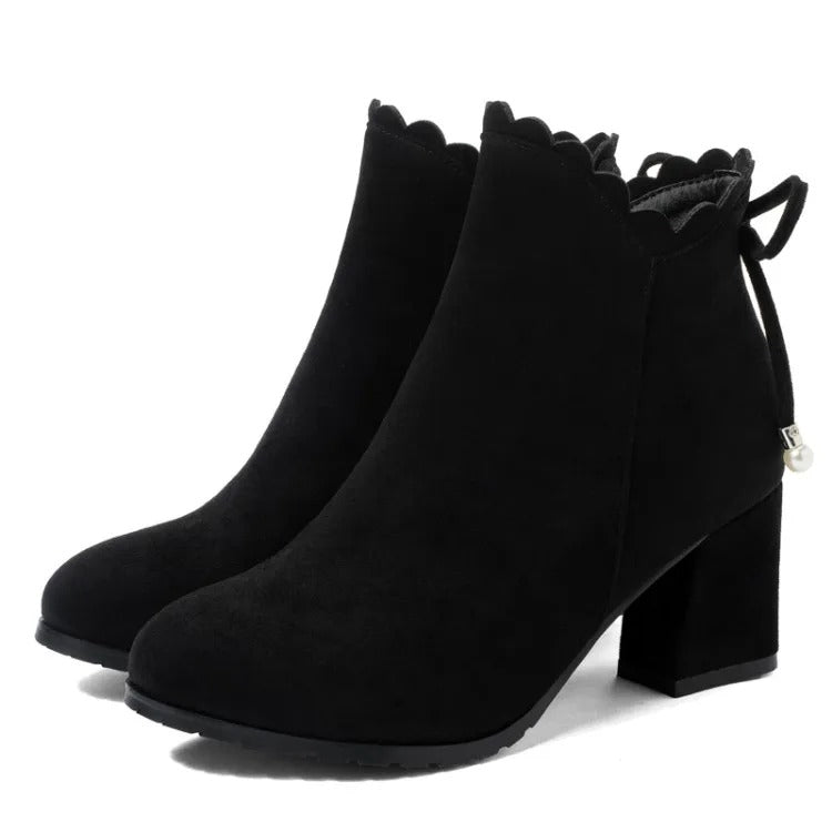Tassel Low Block Heel Ankle Boots