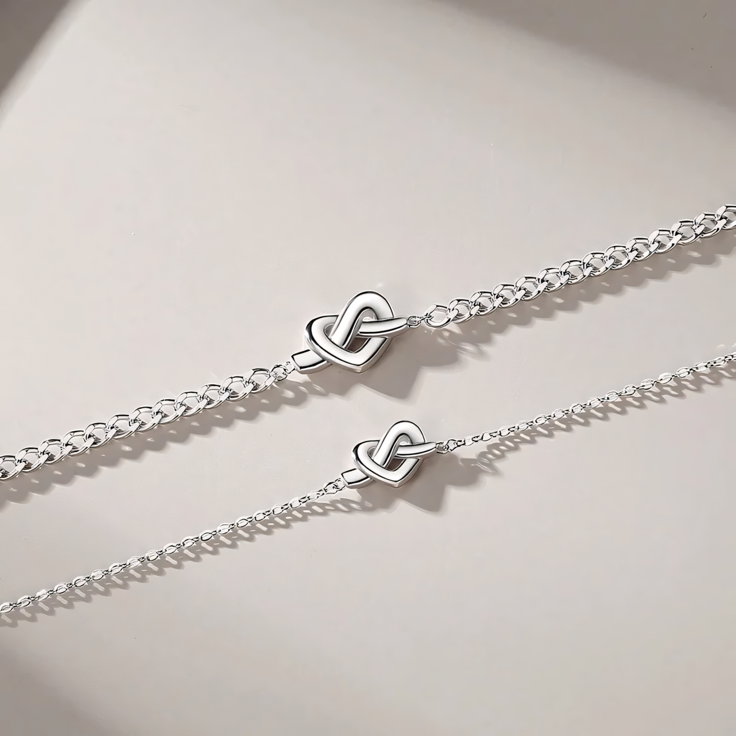 Dainty Silver Heart Charm Bracelet