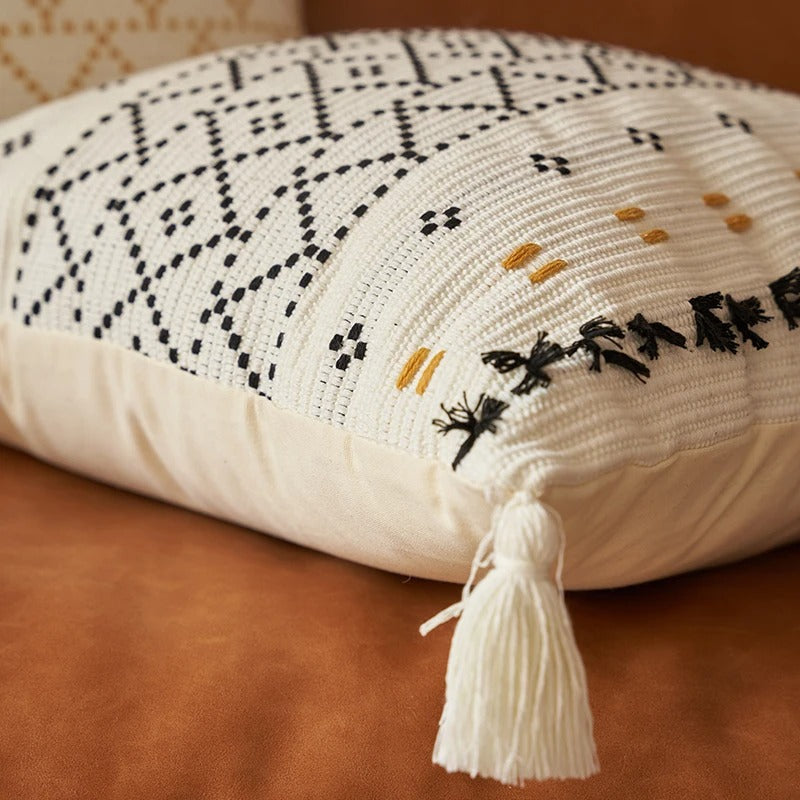 Soft Velvet Pillowcase with Embellished Tufted Design