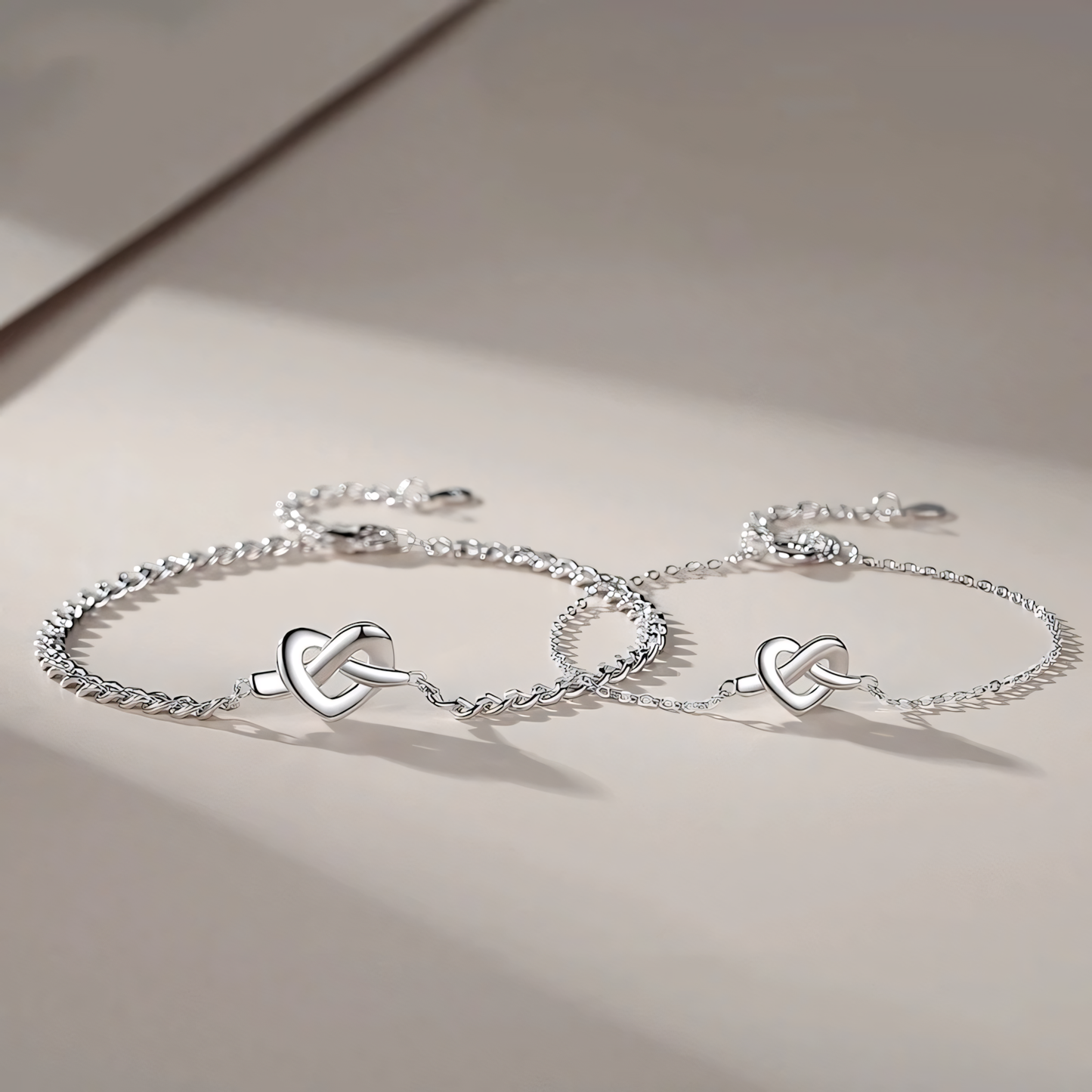 Dainty Silver Heart Charm Bracelet