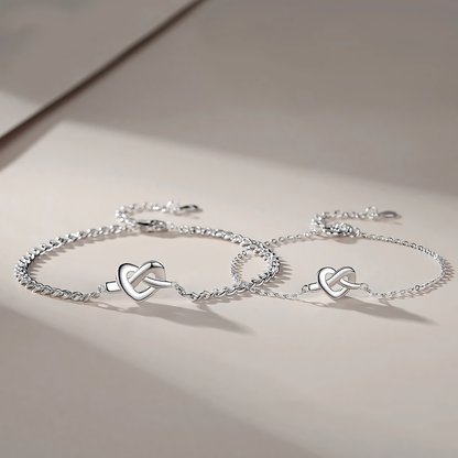 Dainty Silver Heart Charm Bracelet