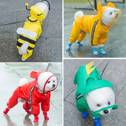 Adorable Pet Waterproof Rain Coat with Reflective Strip