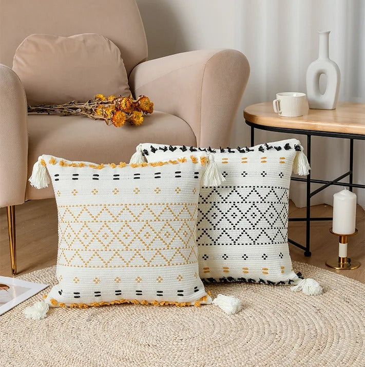 Soft Velvet Pillowcase with Embellished Tufted Design