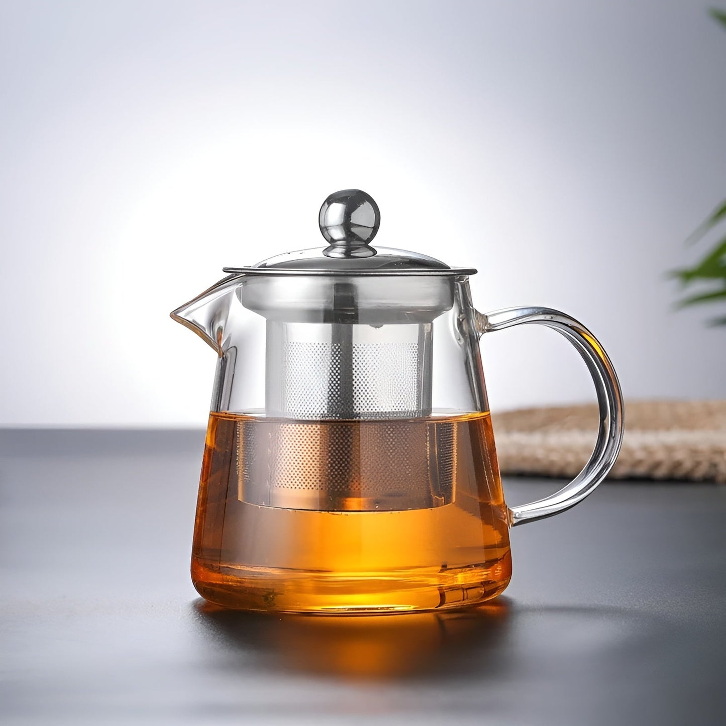 Luxury Glass Teapot with Stainless Steel Strainer