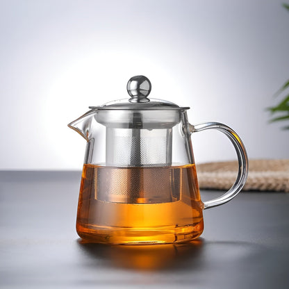Luxury Glass Teapot with Stainless Steel Strainer