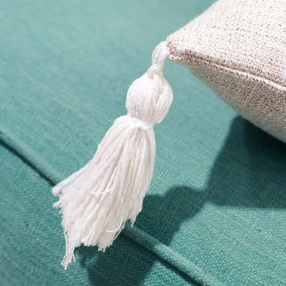Decorative Cotton Pillow Case with Bright Fringe Trim