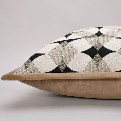 Stylish Geometric Sofa Pillow Cover in Black and Beige - Luxicro