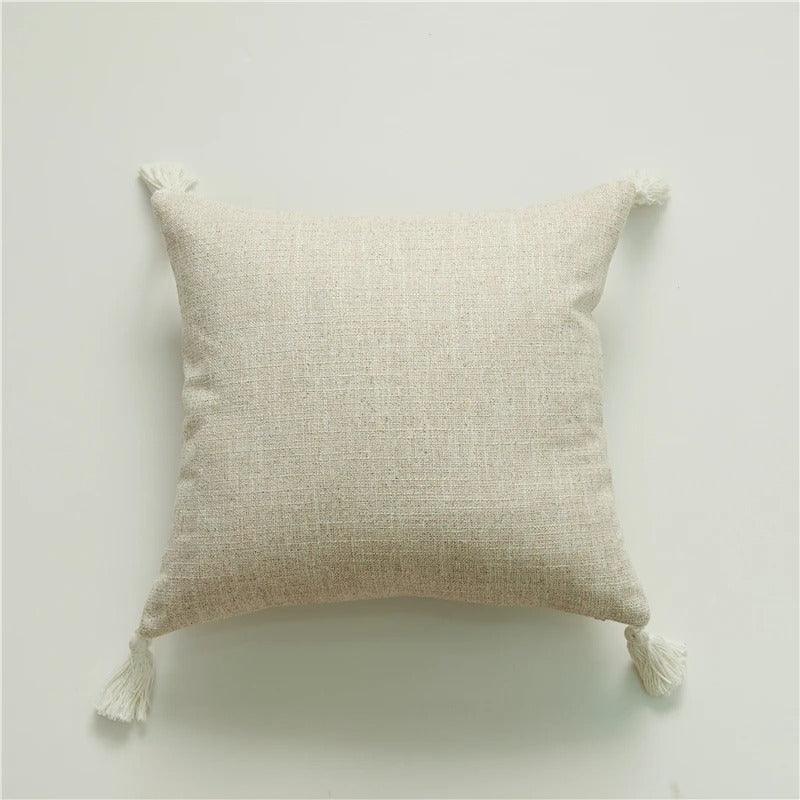 Decorative Cotton Pillow Case with Bright Fringe Trim