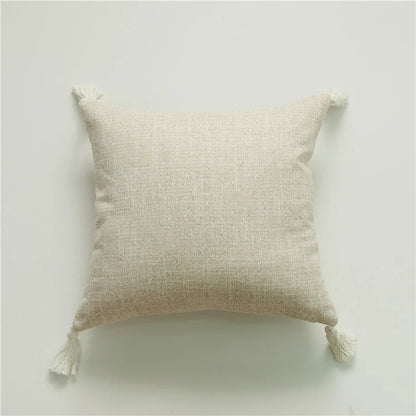 Decorative Cotton Pillow Case with Bright Fringe Trim