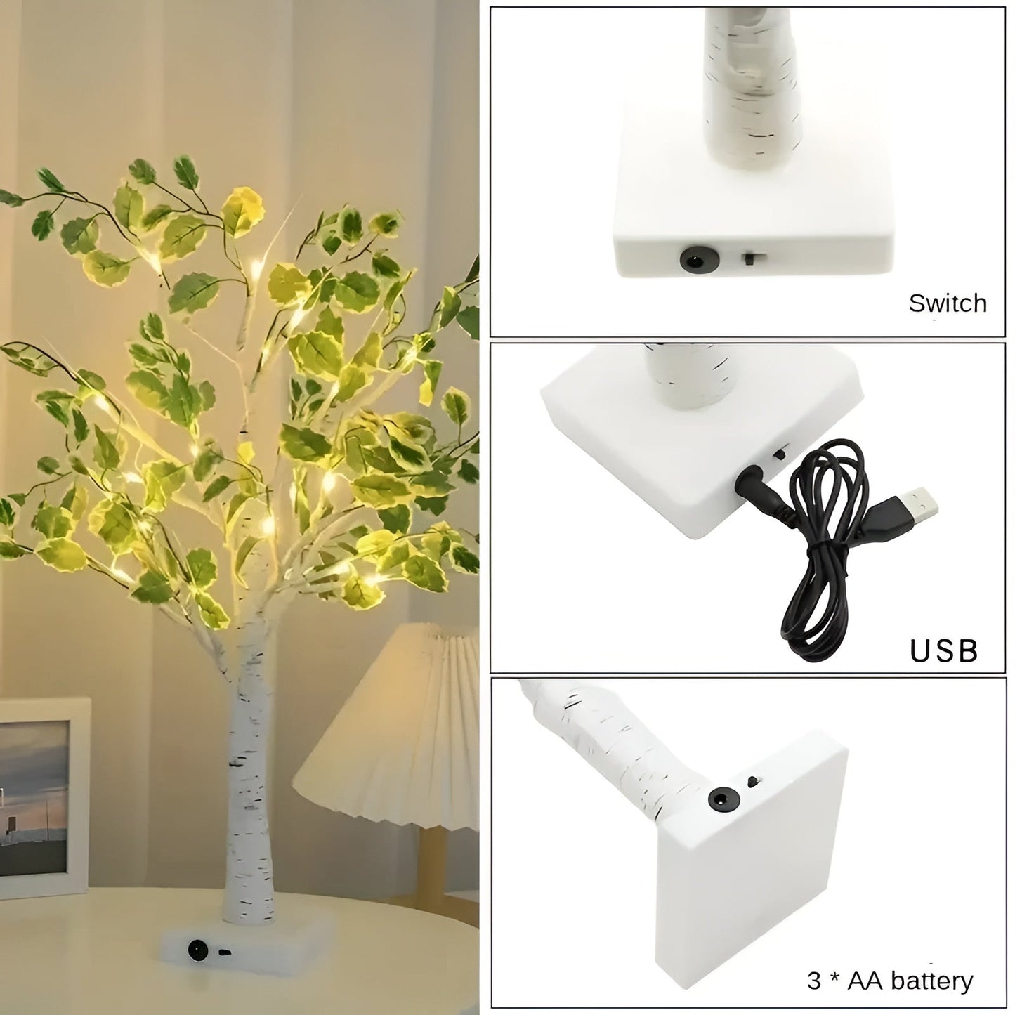 Rustic Tree Table Lamp – Soft LED Light